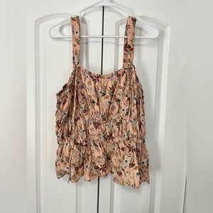 Universal thread floral peplum crop tank